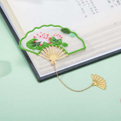 Folding Fan Bookmark DIY Handmade Embroidery Material Kit-2