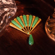 Medieval Vintage Emerald Fan-Shaped Brooch and Earring Set-2
