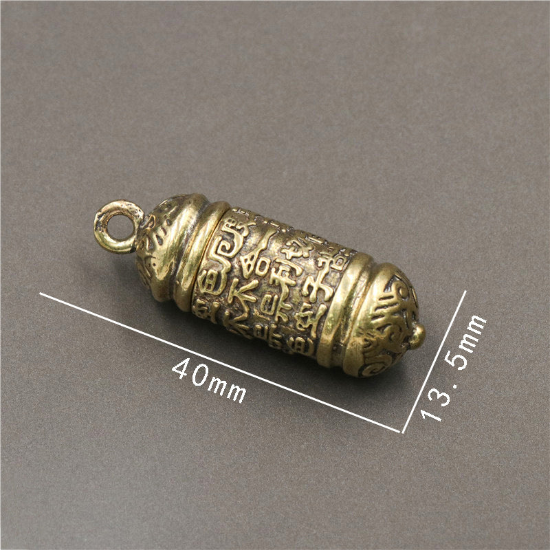 Pure Brass Six Character Mantra Tibetan Heart Sutra Pendant Lotus Guanyin Car Key Chain Pendant Body Protection