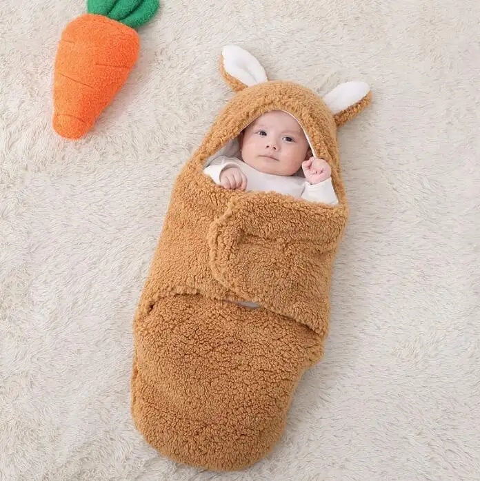 Super Soft Baby Sleeping Bag Fluffy Fleece Swaddle Blankets Unisex Baby Wrap