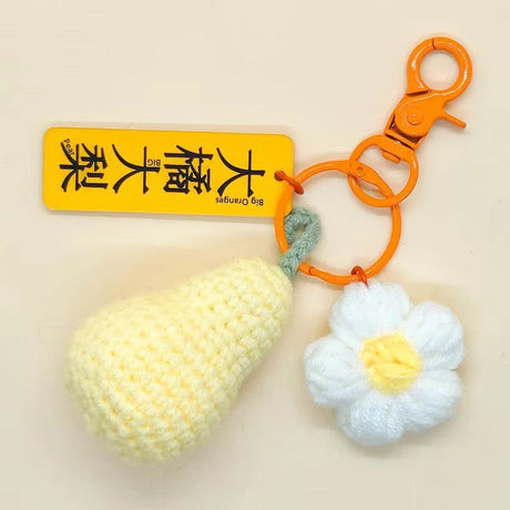 Girls Favorite Hand Knit Cashmere Lucky Persimmon Flower Keychain-6