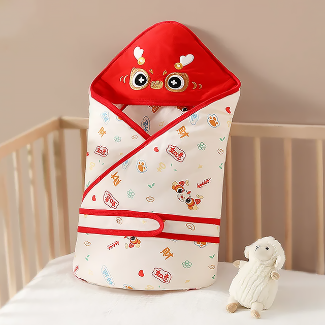 Chinese Style Newborn Baby Red Cartoon Autumn Winter Swaddle Blanket-1
