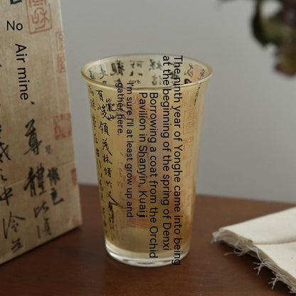 Chinese Style Fashion Famous Calligraphy Household Glass Cup-7