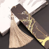 Plum Tree Carved Tassel Mahogany Bookmark Set Gift-4