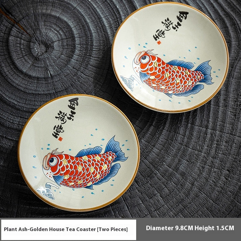 Ceramic Coasters Household Retro National Style Goldfish Coaster