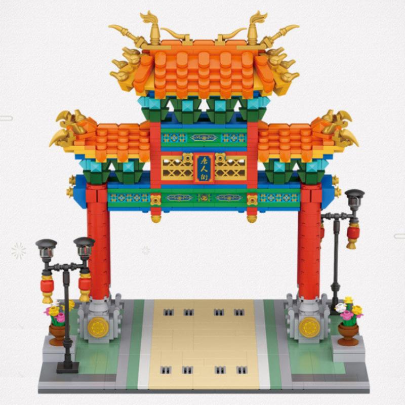 Chinatown Street Scene Mini Assembling Toy Small Particle Building Blocks-2