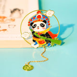 Chinese Style Cartoon Panda Color Printing Etching Plating Metal Bookmark