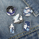 Cartoonwale Astronaut Drift Flaschenabzeichen Brosche