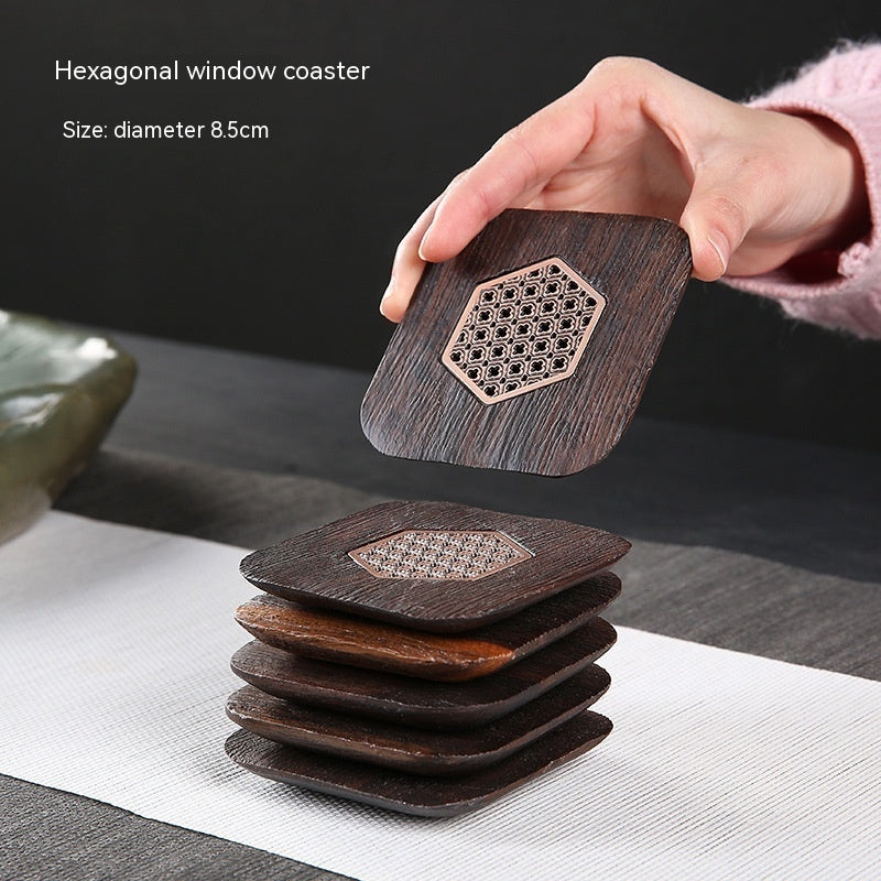 Chinese Style Window Flower Blackwood Coaster