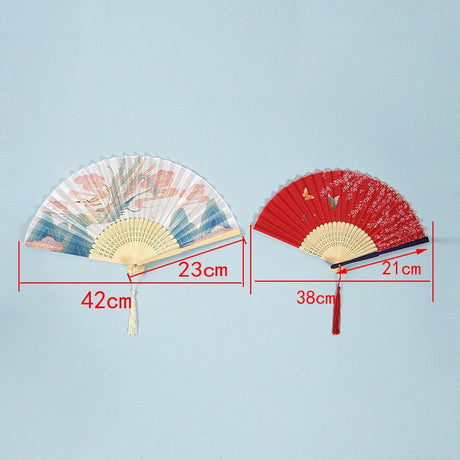 Chinese Style Women's Tasseled Portable Cheongsam Folding Fan-2