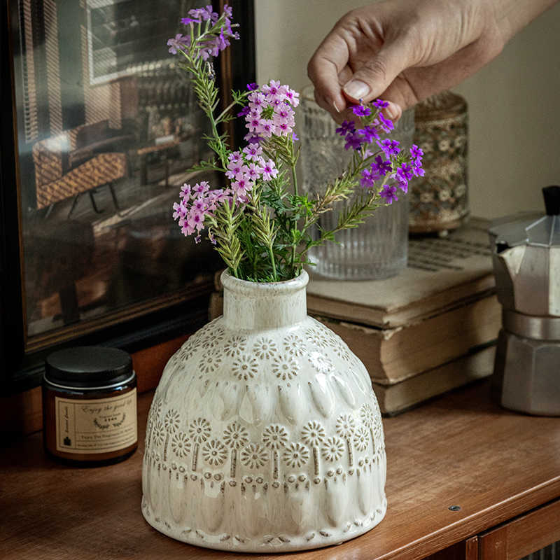 Dandelion Vase Distressed Relief Ornaments Ceramic Flowerpot