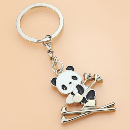 Ski Panda Keychain Creative National Treasure Panda Ski Pendant Key Chain