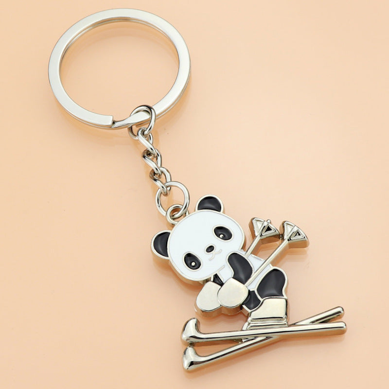 Ski Panda Keychain Creative National Treasure Panda Ski Anhänger Schlüsselkette