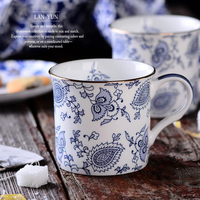 Blue and White Porcelain Mug Exquisite Household Ceramic Teacups-1