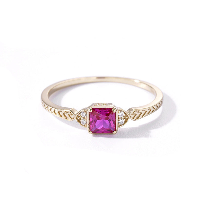 Leichter Luxus eingelegtes rotes Diamant Jade -Ring