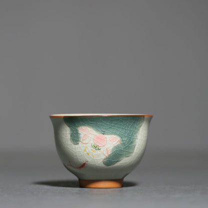 Chinese Underglaze Porcelain Hand Painted Ice Crack Teacup-9