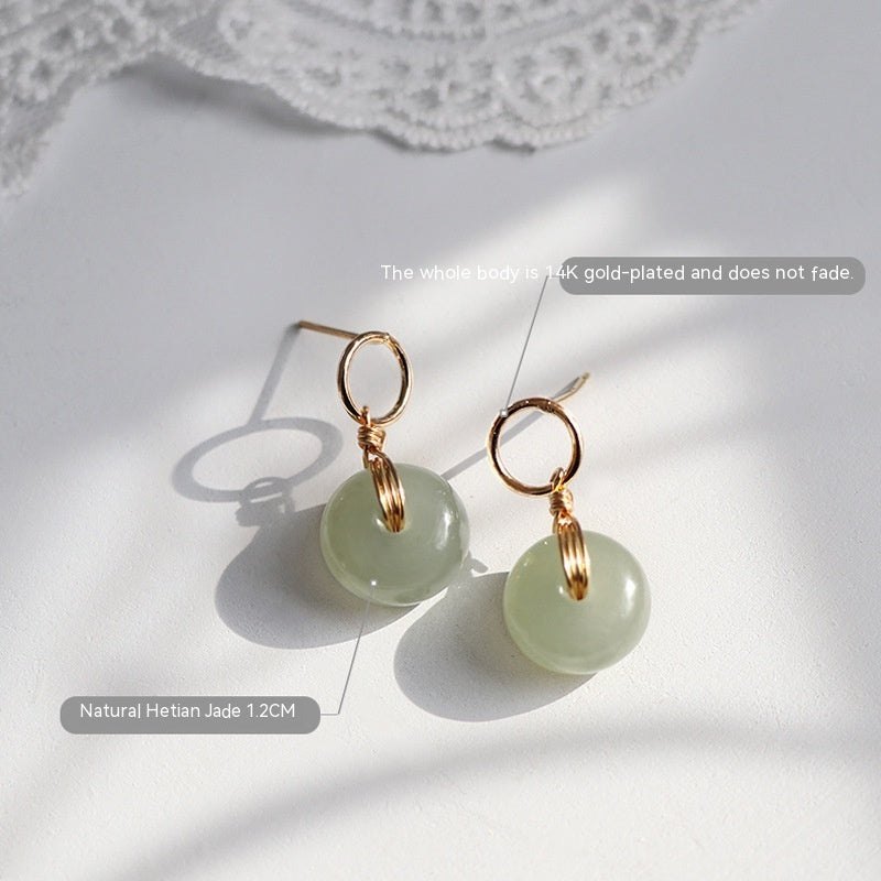 Peace Buckle Hetian Jade Women's Earrings