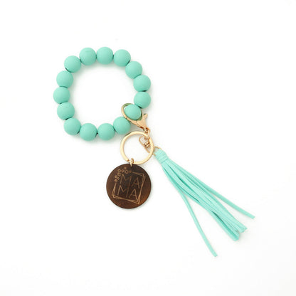 Fashion Wooden Beads Bracelet Tassel Keychain-10