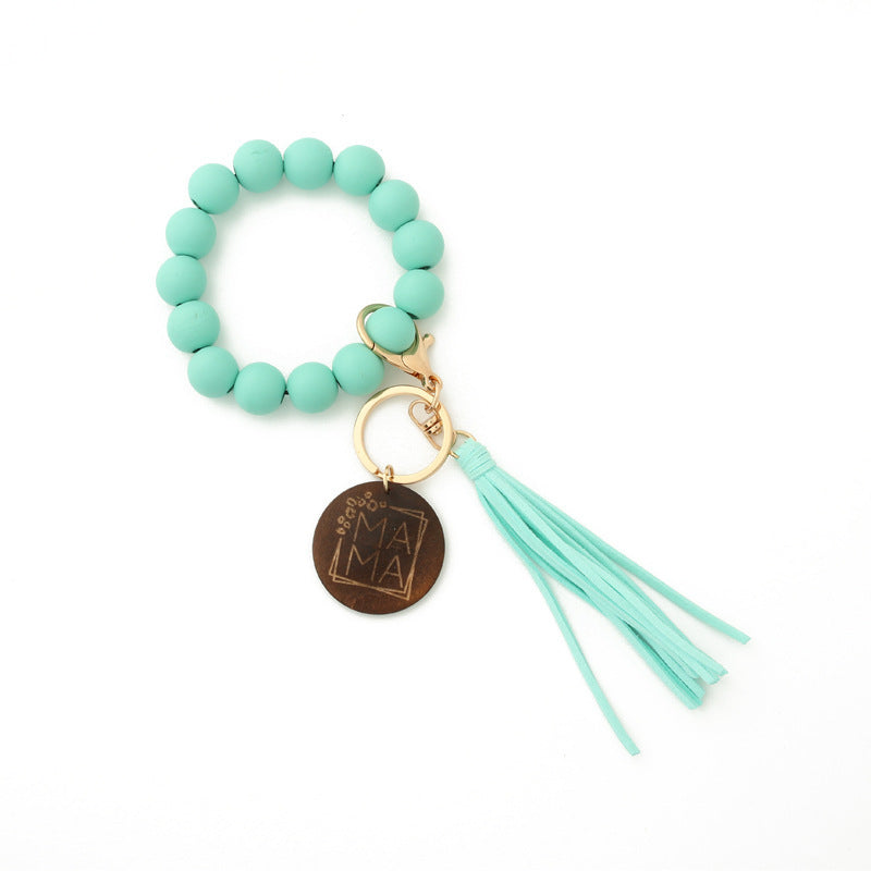 Fashion Wooden Beads Bracelet Tassel Keychain-10