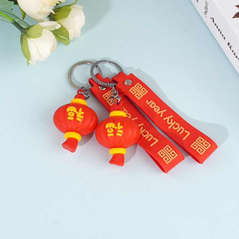 Creative Festive Chinese New Year Red Lantern Keychain-3