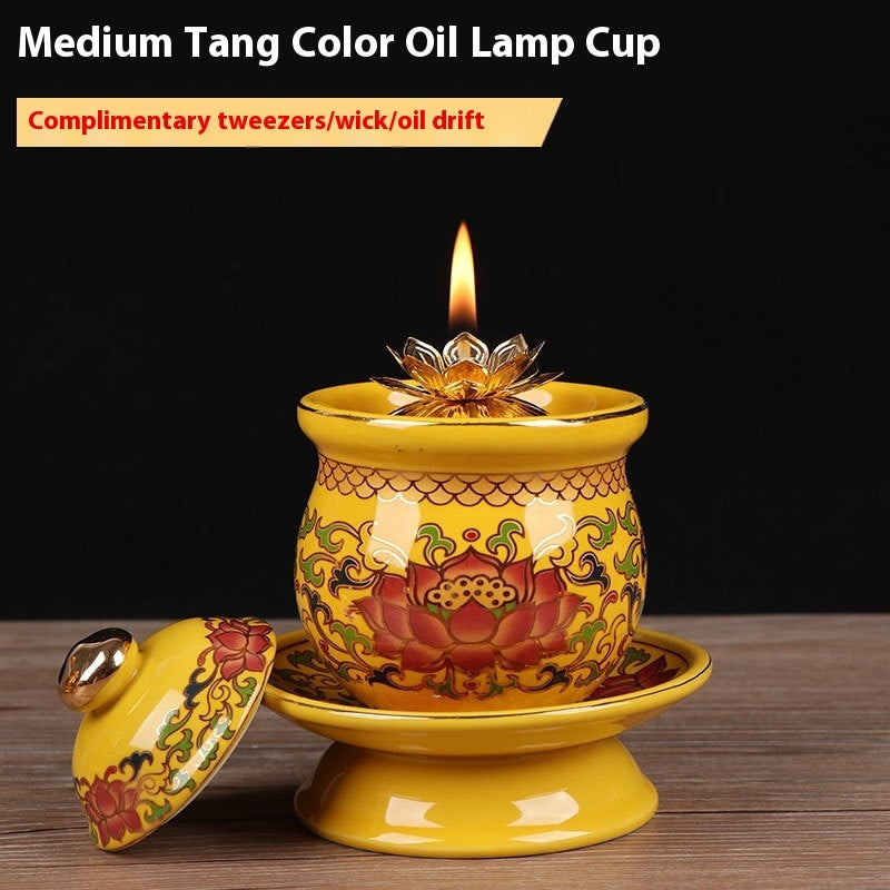 Dragon Boat Festival Household Oil Lamps Buddha Front Ceramic Buddha Lamp