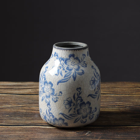Vintage Blue Color Blau und weißes Porzellanvase