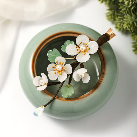 Neue Haarnadel -Seite Haardekoration Jade Blumen