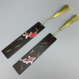 Chinese Style Painted Koi Tassel Sandalwood Rosewood Bookmark-5