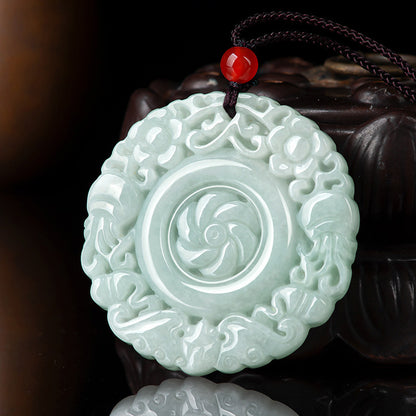 Natural Emerald Flower Blooming Rich Jade Pendant Ice Jade Stone Pendant