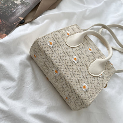 Small Daisy Woven Bag Handbag Western Style One-shoulder Messenger Small Square Bag