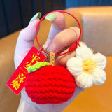 Girls Favorite Hand Knit Cashmere Lucky Persimmon Flower Keychain-7