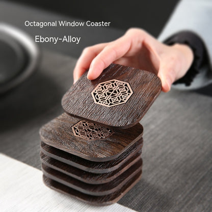 Chinese Style Window Flower Blackwood Coaster