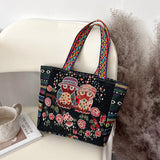 Ethnic Style Animal Three-dimensional Embroidered Canvas Handbag-5