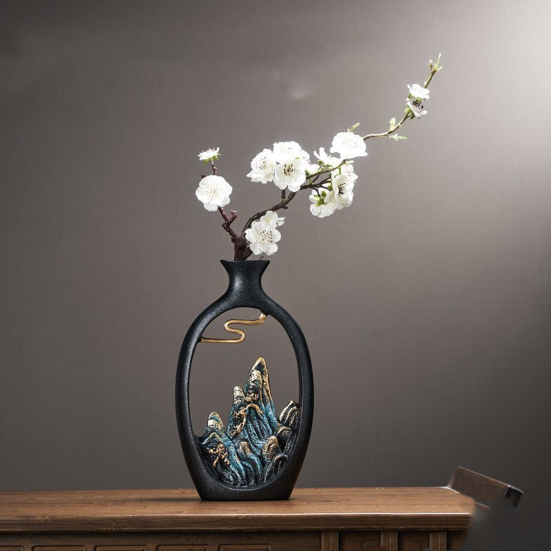 Chinesische Stil Mountain View Vase Dekoration Tabletop Blume