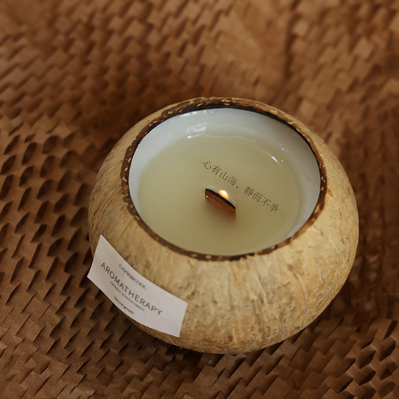 Simulated Coconut Scented Candle Bedroom Ambiance Ornament Gift-4