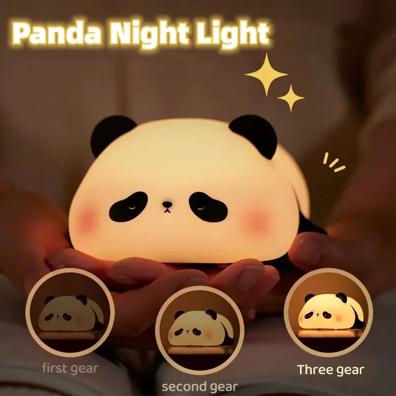 Children's Bedroom Decoration Cartoon Panda Silicone Night Lights-1