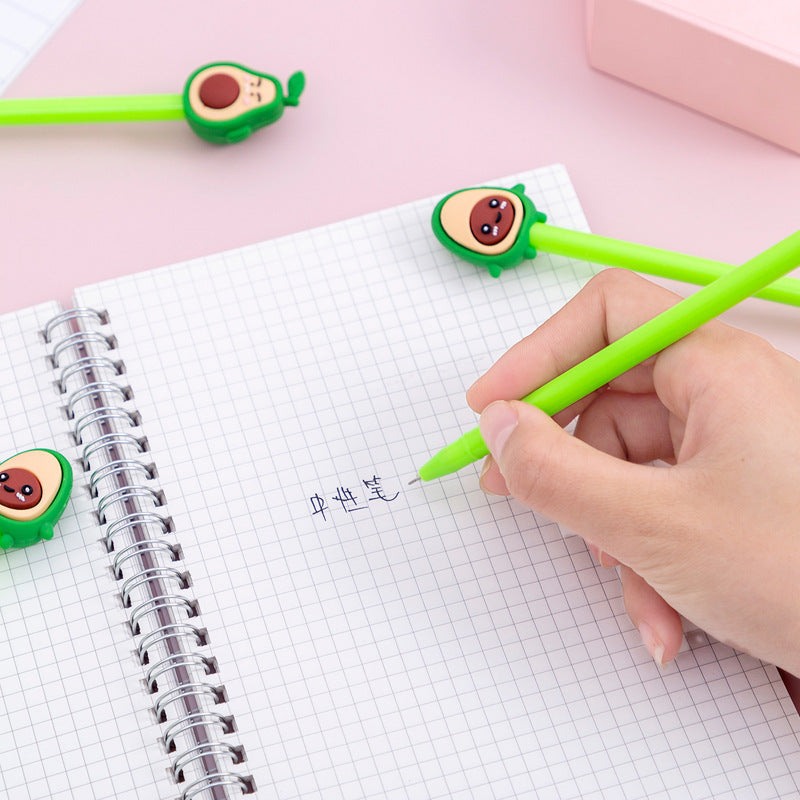 Gelstift für Studenten, kreativ, Cartoon-Ausdruck, Avocado, Schwarz, 0,5 mm