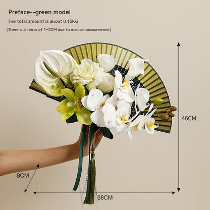 Chinese Style Creative Wedding Bouquet Bridal Bouquet Folding Fan-5