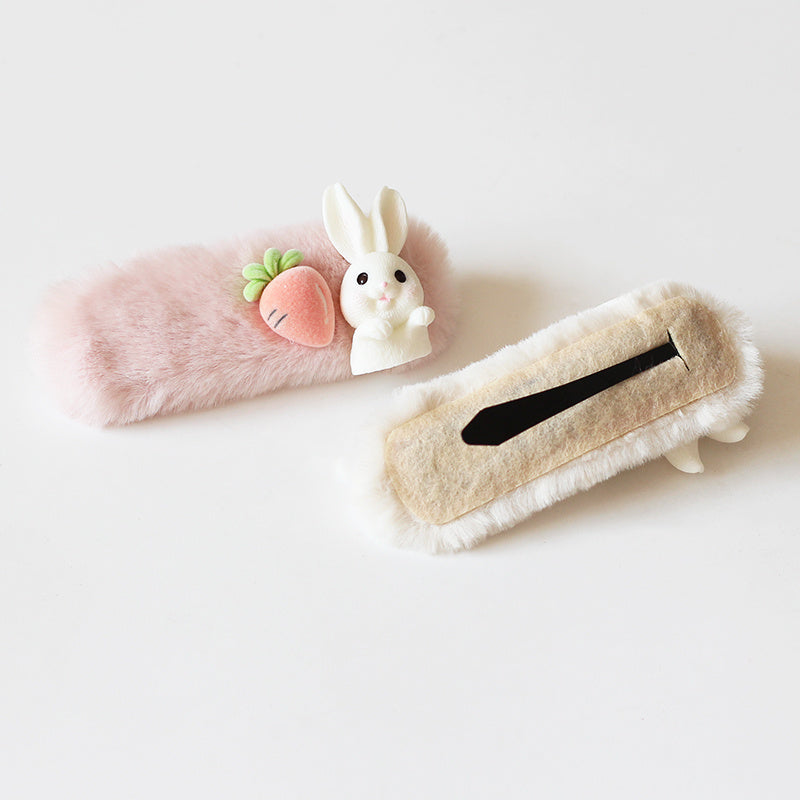 Plush Rabbit Hairpin Side Bang Clip