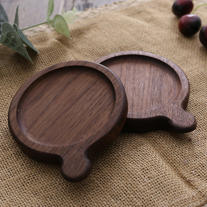 Solid Wood Creative Insulated Coaster With Handle