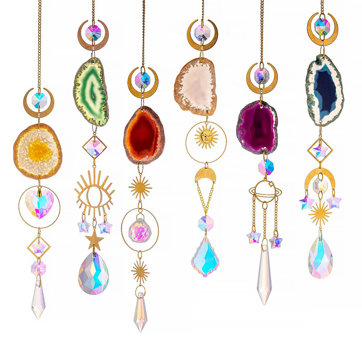 Natural Agate Crystal Suncatcher Window Hanging Decor-4