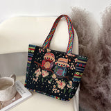 Ethnic Style Animal Three-dimensional Embroidered Canvas Handbag-8