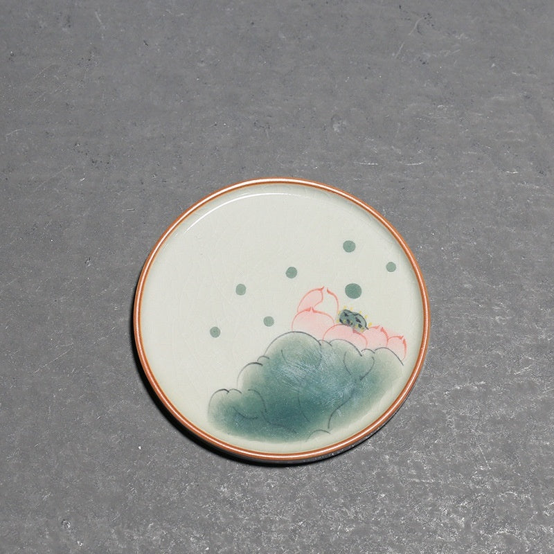 Hand Painted Lotus Coasters Underglaze Ice Crack Coaster