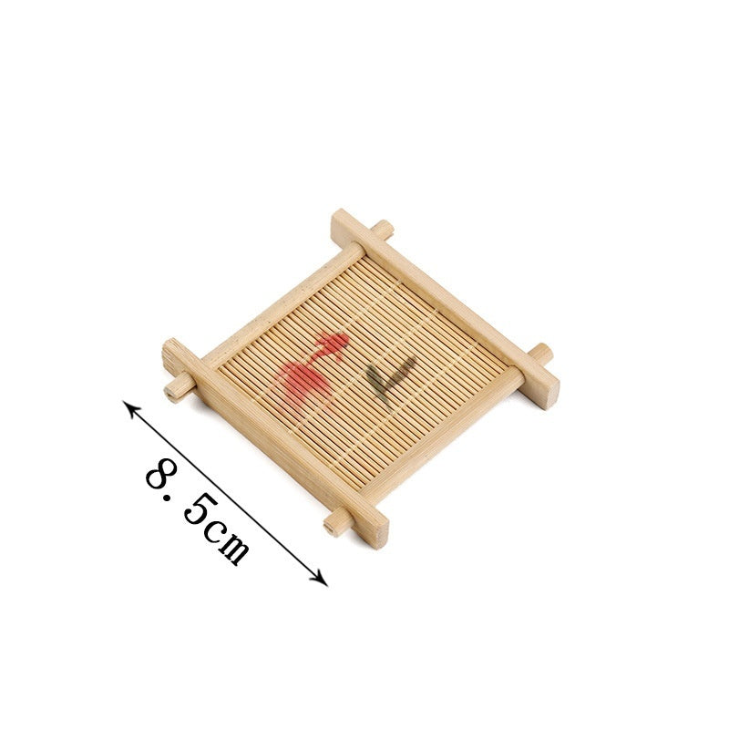 Bamboo Square Well-shaped Coaster Tea Pot Base Pastry Small Tray