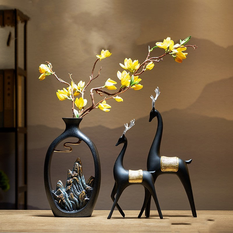 Chinesische Stil Mountain View Vase Dekoration Tabletop Blume