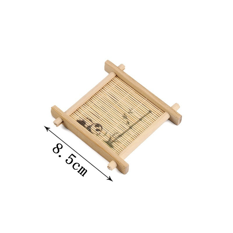 Bamboo Square Well-shaped Coaster Tea Pot Base Pastry Small Tray