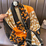 Retro Style Stitching Contrast Color Cotton and Linen Feel Scarf Outer Shawl Dual-use