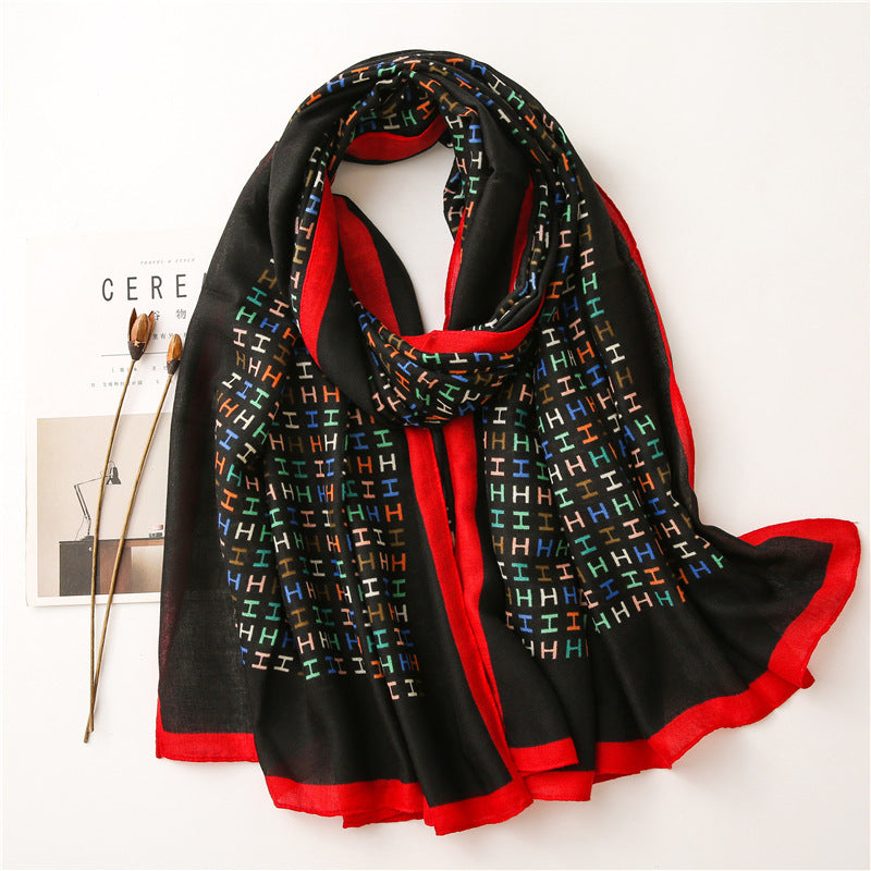 Western Style Fashion Shawl All-match Silk Warm Scarf