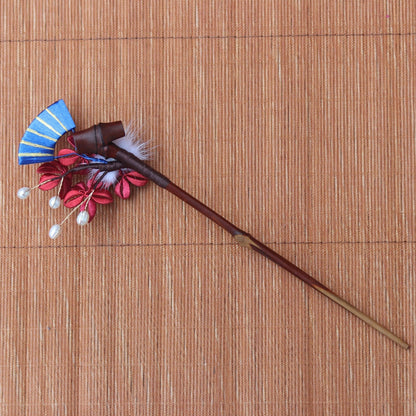 Retro Pearl Rising Bamboo Tangled Plum Blossom Hairpin-5