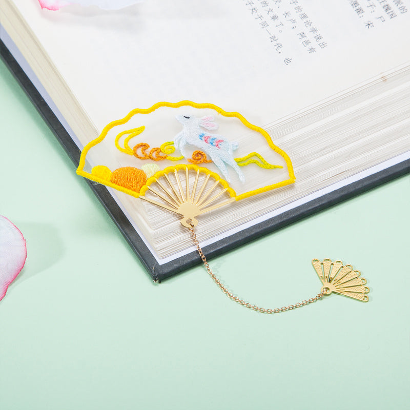 Folding Fan Bookmark DIY Handmade Embroidery Material Kit-7